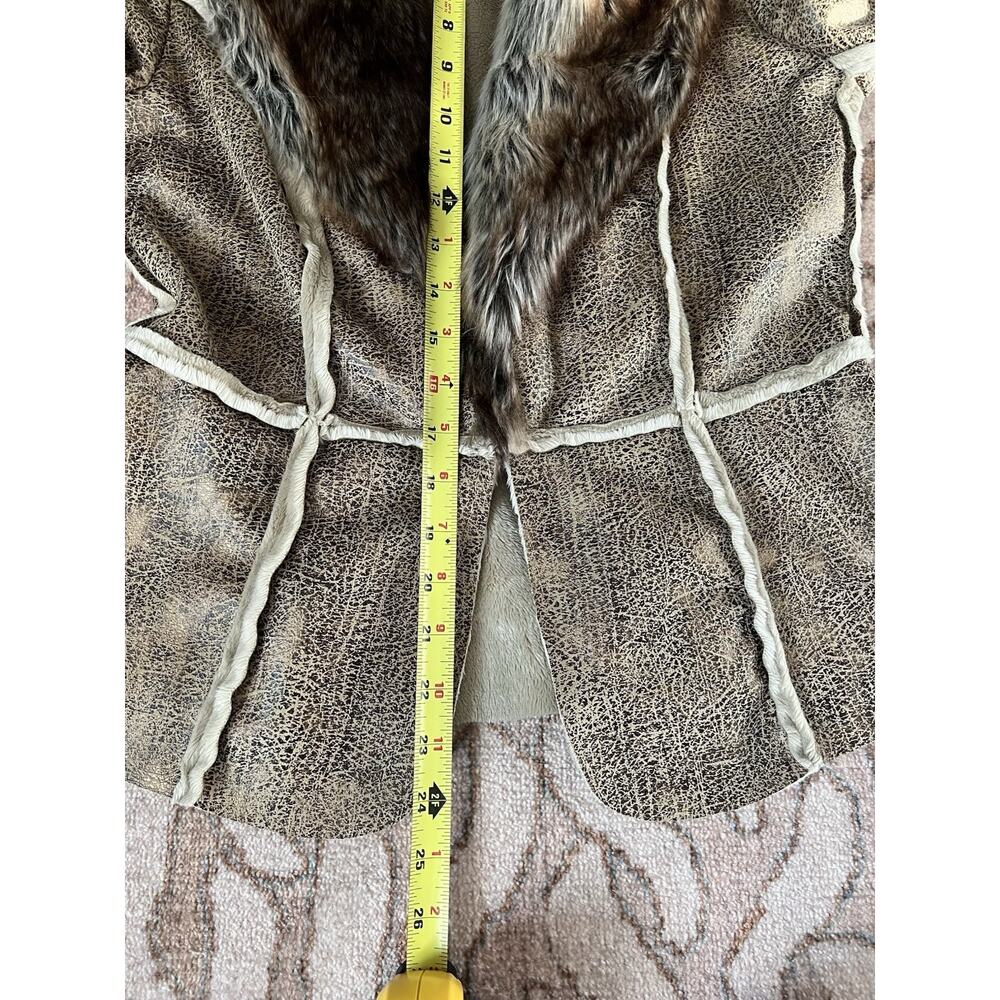 ALLEN B. BY ALLEN SCHWARTZ VTG Y2K Faux Fur Suede Penny Lane Patchwork Jacket M - Picture 14 of 15